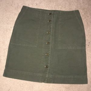 LAUREN Ralph Lauren Army Green Button-Front Skirt